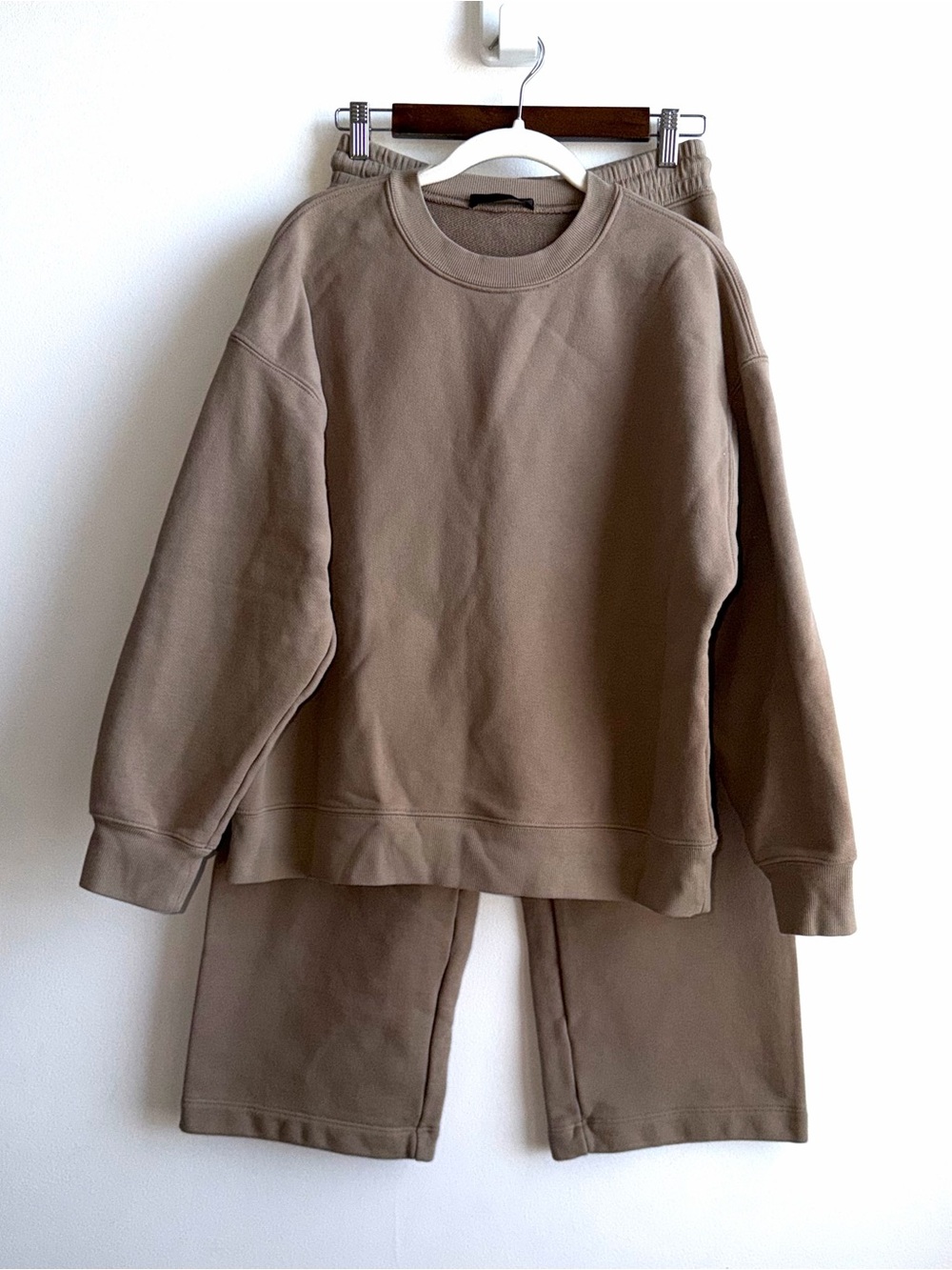 SET OF Jenni Kayne Cotton Crewneck Marina Sweatshirt Sweatpants Size XS Taupe